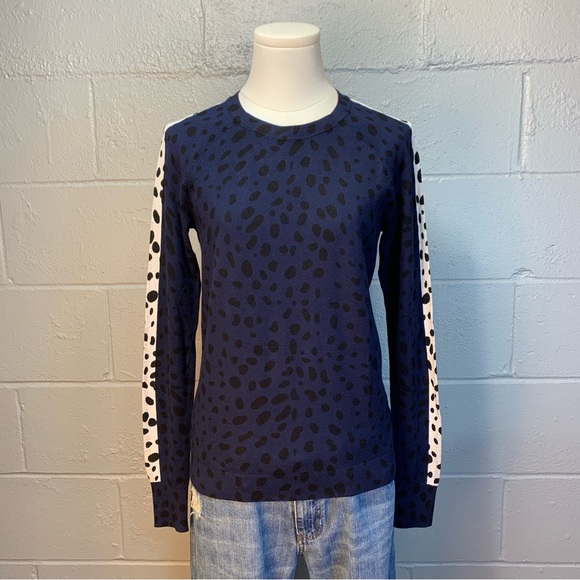 J. Society Crewneck Animal Print Sweater Black Blue Orange White Women's Size XS - Picture 1 of 6